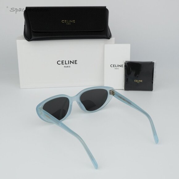 BRAND NEW Celine CL40220U 84A THIN Light Blue Grey Cat Eye Women Sunglasses - Picture 7 of 9